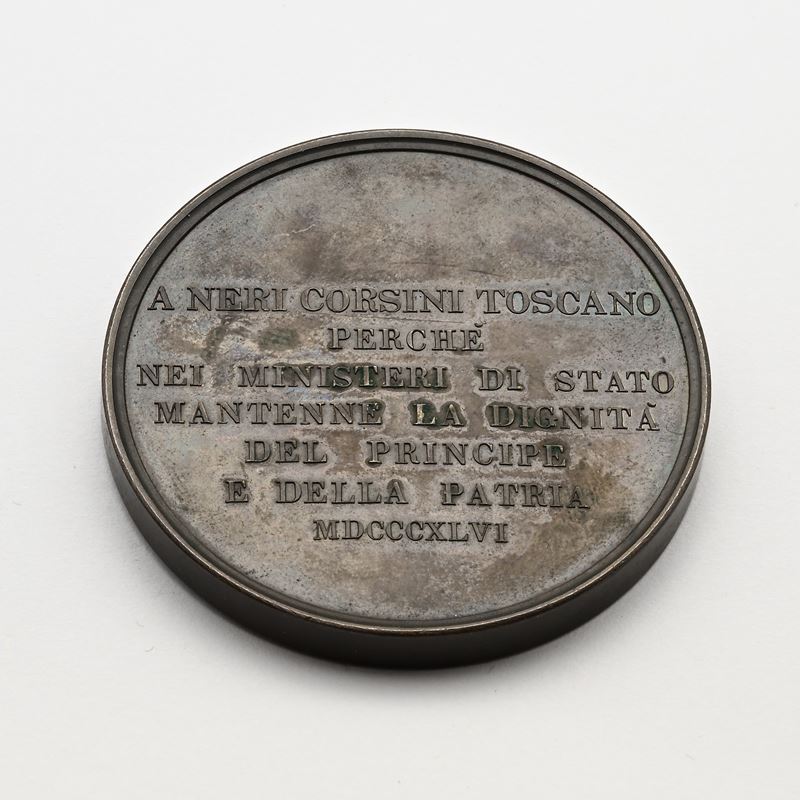 Pietro Girometti - Medaglia in bronzo 1846 in ricordo di Neri Corsini, Primo Ministro del Granduc...
