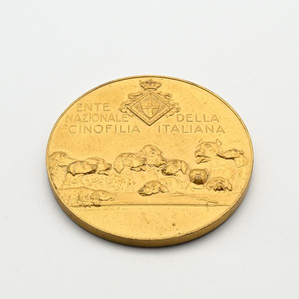 Medaglia in bronzo dorato dell'Ente Nazionale della Cinofilia Italiana