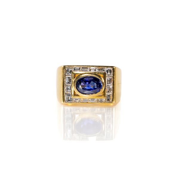 Gianni Carità, anello in oro, zaffiro e brillanti. 