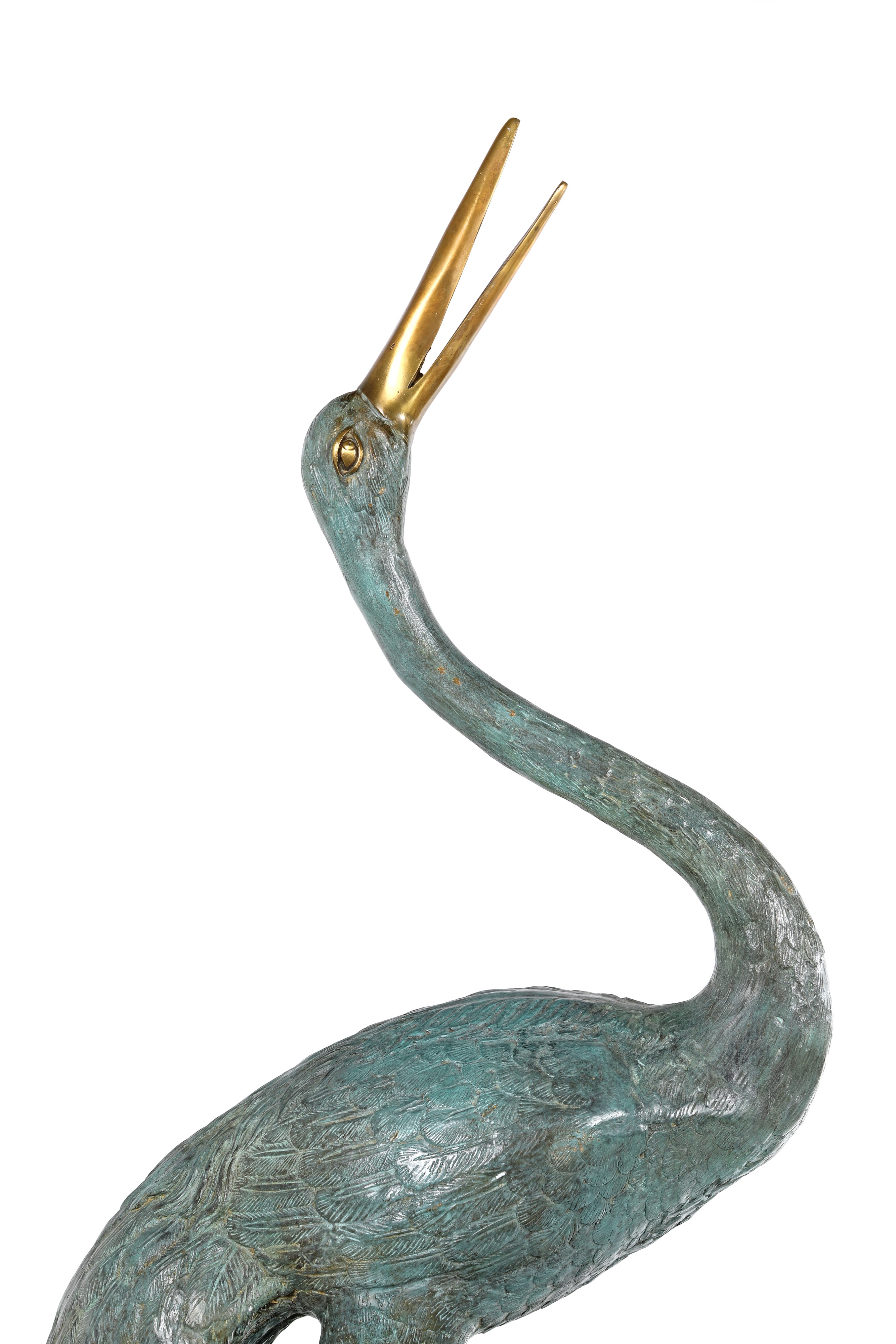 Grande scultura in bronzo raffigurante airone