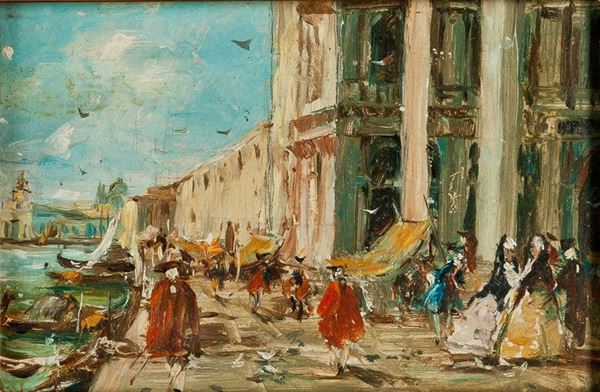 Pittore della fine del XIX secolo - PASSEGGIATA A VENEZIA