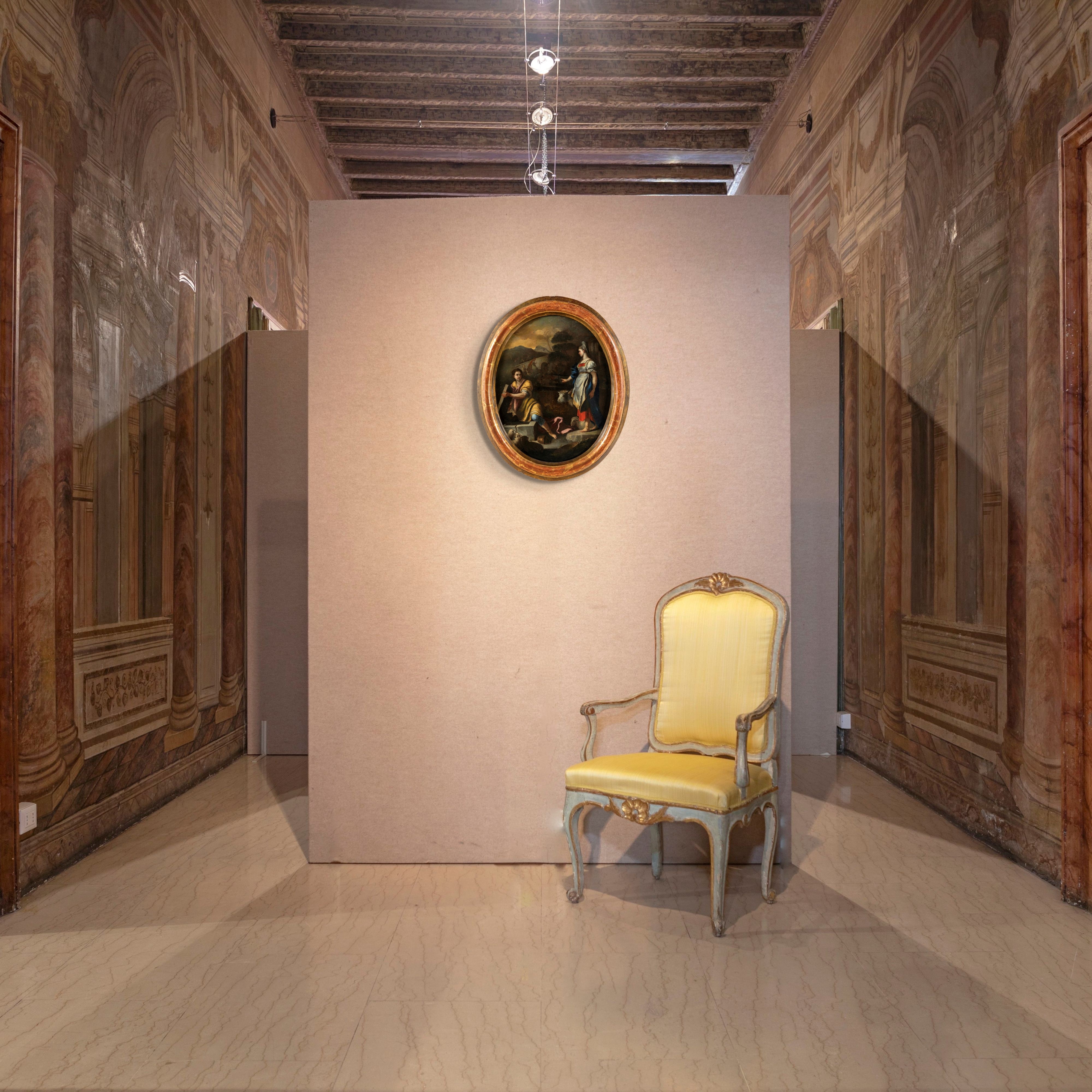 Pittore Napoletano del XVII Secolo - Giacobbe e Rachele al Pozzo