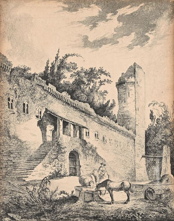 Veduta di un antico castello situato sulla strada da Roma a Napoli dove fu istituita la porta denominata  [..]