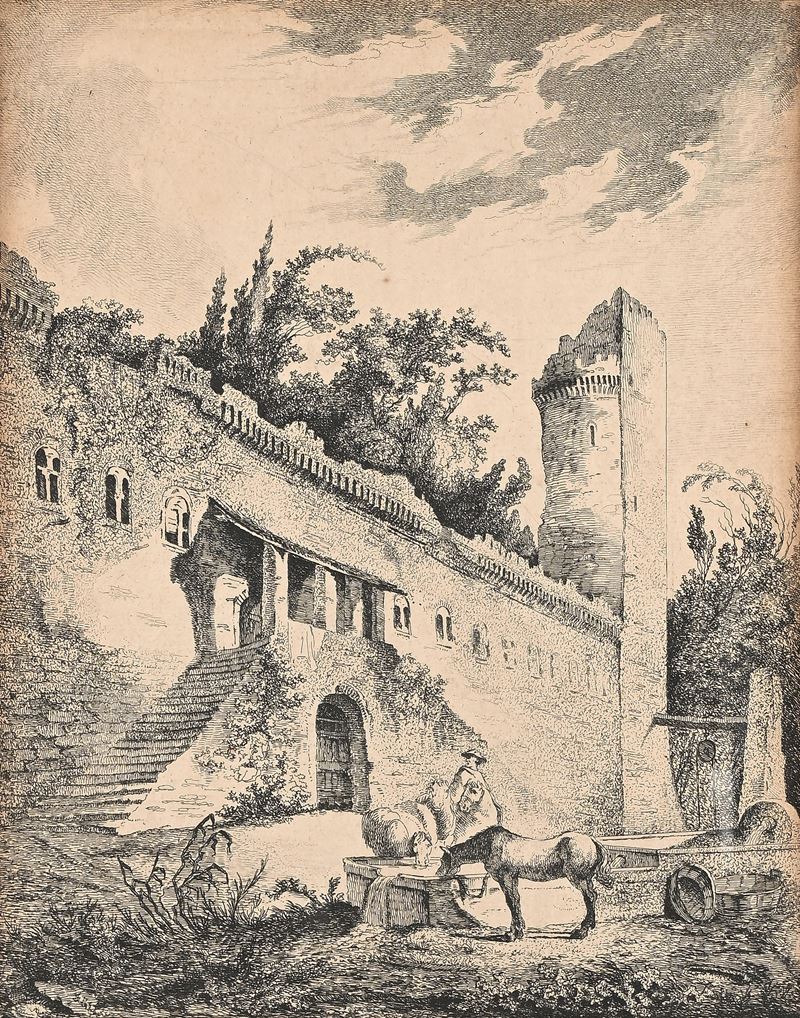 Veduta di un antico castello situato sulla strada da Roma a Napoli dove fu istituita la porta den...