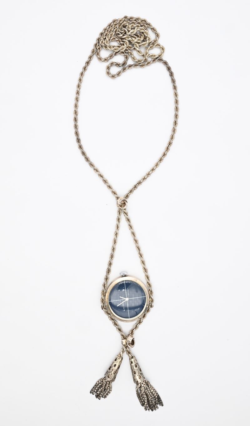 Euro Watch - Orologio pendente a carica manuale con cassa in argento 925/000 e collana in argento...