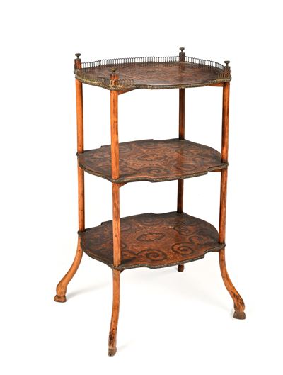 Tavolino-étagère in Legno Intarsiato, XIX Secolo