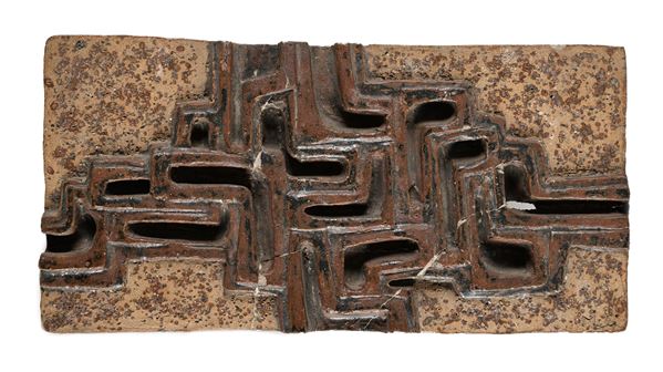 Salvatore  Meli - Placca in ceramica con motivi geometrici