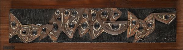 Placca in ceramica con motivi geometrici