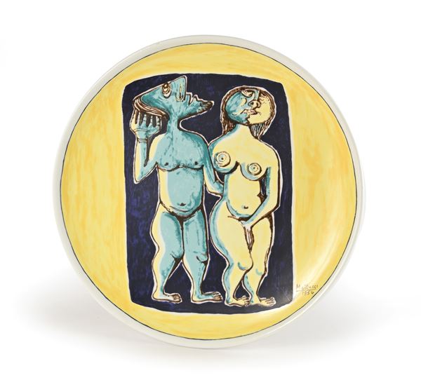 Piatto in ceramica policroma