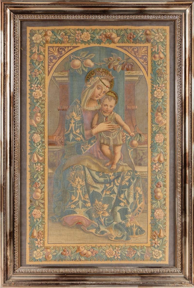 Ispirato a Carlo Crivelli, Madonna col Bambino, succo d'erba in cornice
