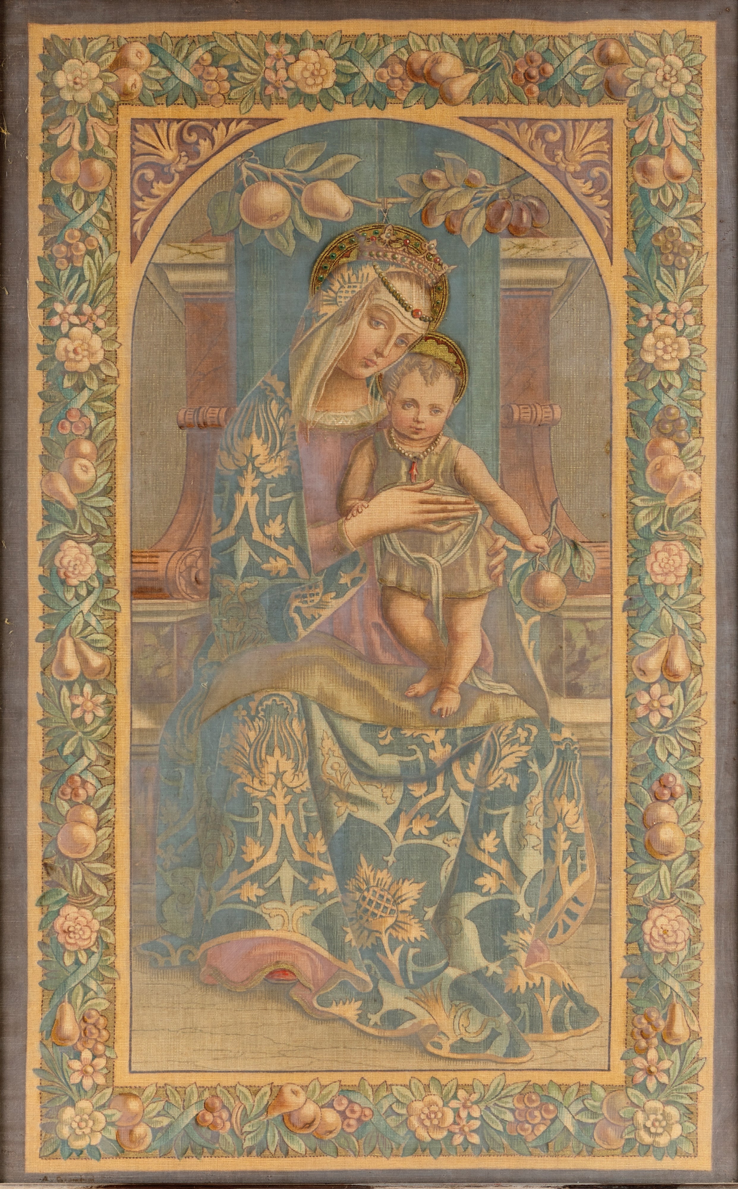 Ispirato a Carlo Crivelli, Madonna col Bambino, succo d'erba in cornice