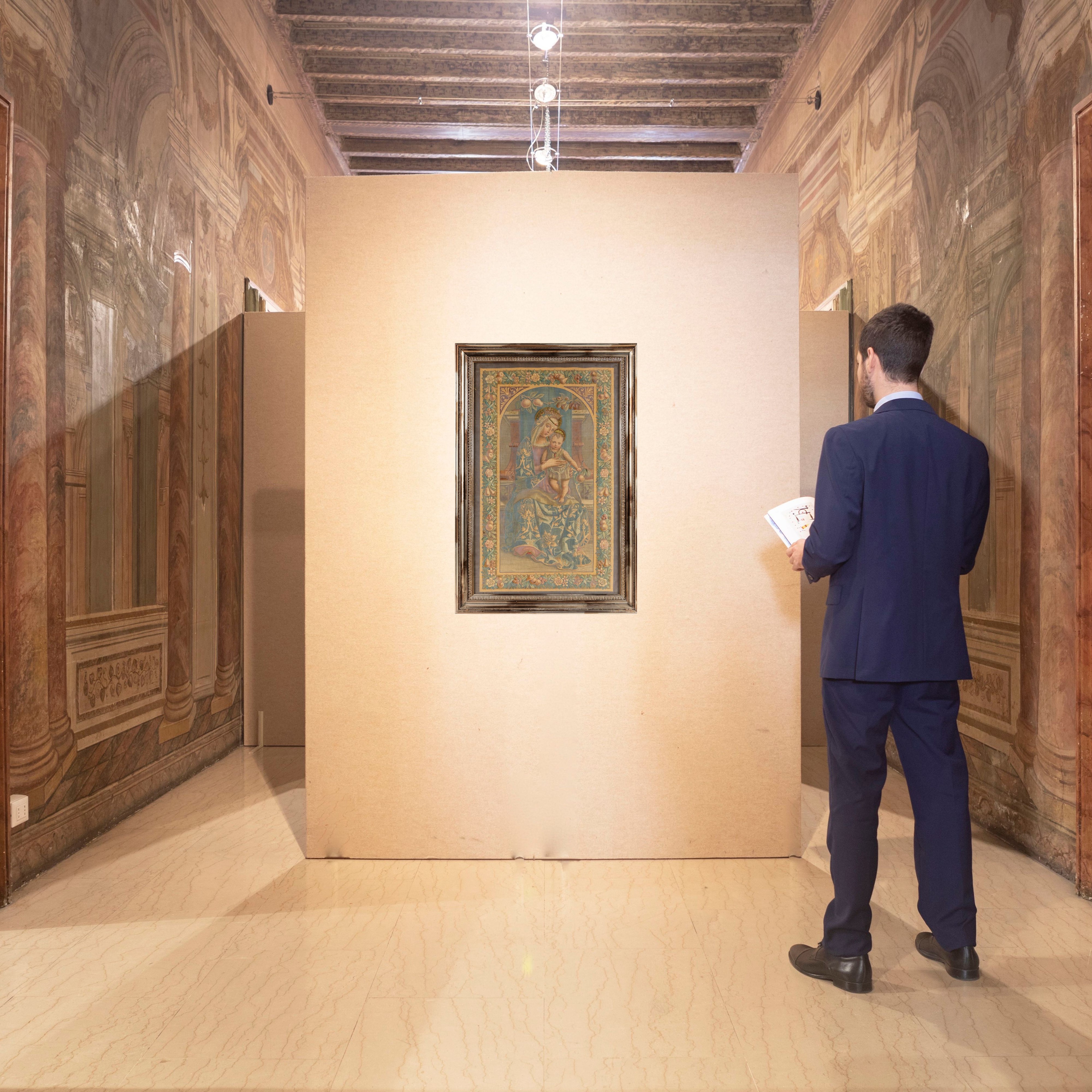 Ispirato a Carlo Crivelli, Madonna col Bambino, succo d'erba in cornice