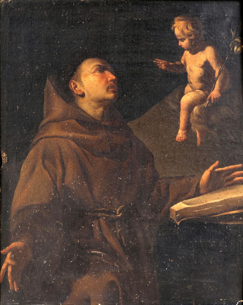 Pittore Napoletano del XVIII Secolo - San Antonio da Padova con Gesù Bambino