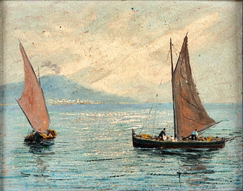 Barche in mare nel golfo di Napoli