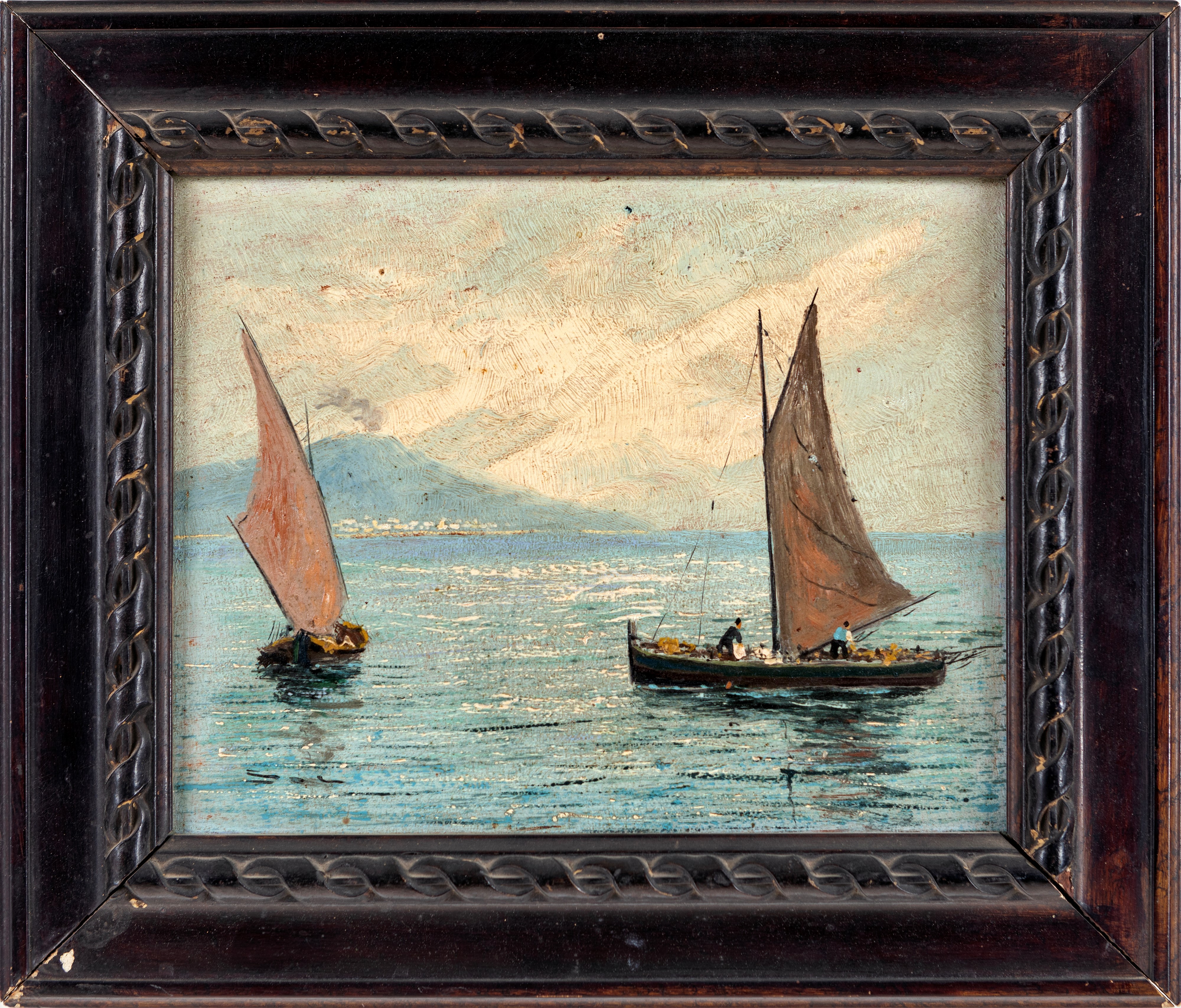 Barche in mare nel golfo di Napoli