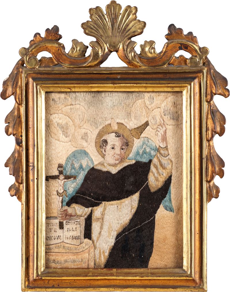 Ricamo raffigurante San Vincenzo Ferreri, Italia Meridionale, inizi XIX secolo