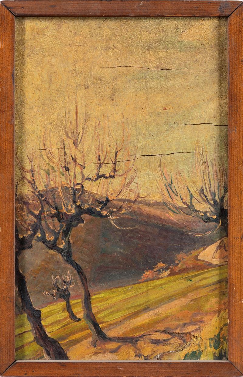 Scuola Italiana del XX Secolo - Alberi in Collina