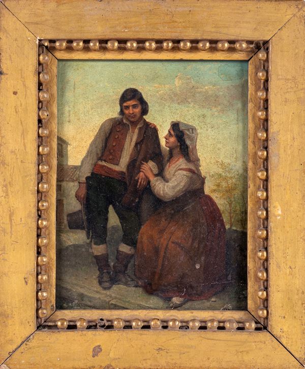 Scuola Italiana del XIX secolo - Giovane coppia di contadini