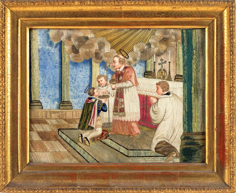 Arte Salentina del XVIII Secolo - San Luigi Gonzaga Riceve la Prima Comunione da San Carlo Borrom...