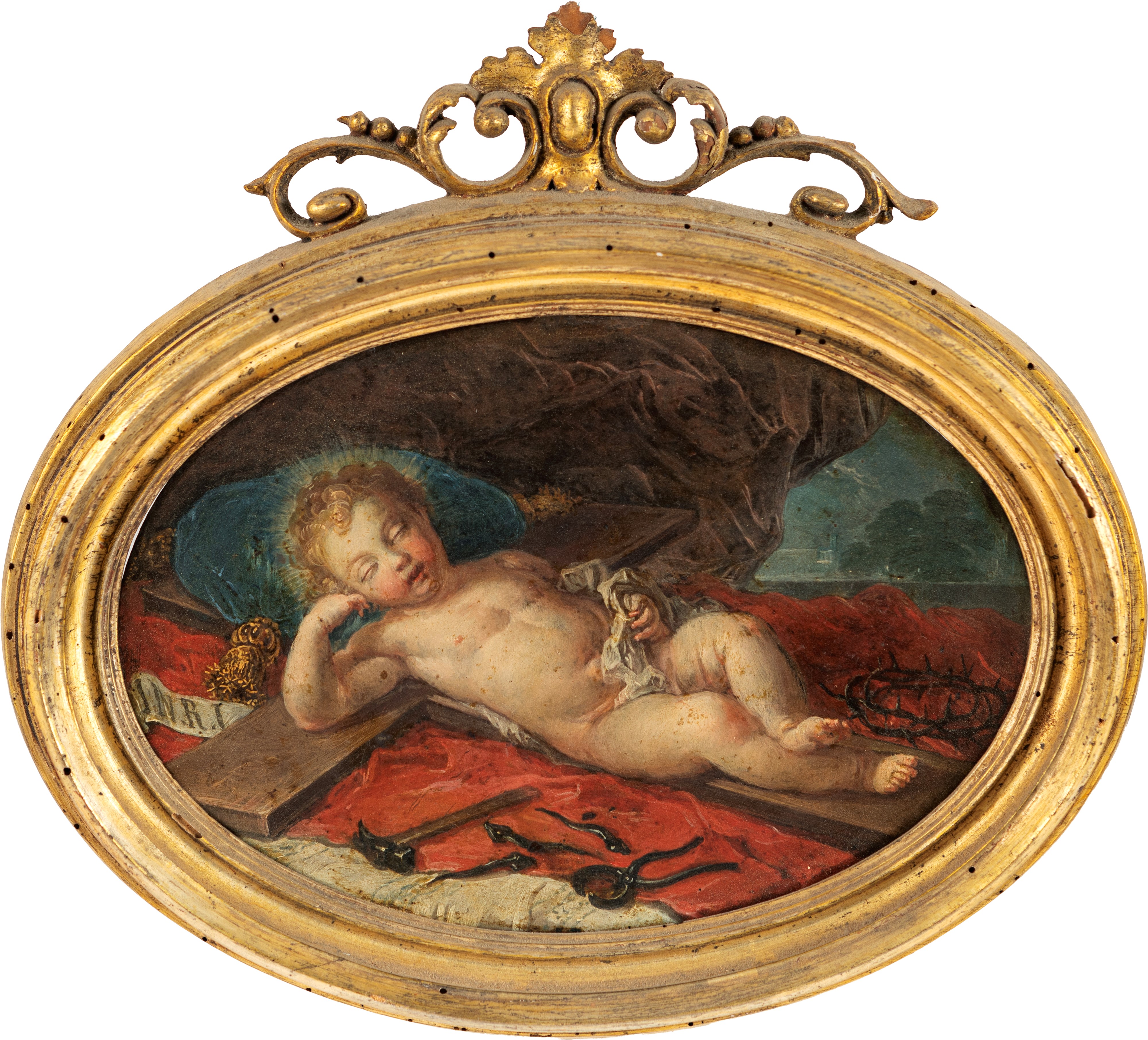Pittore Settentrionale del XVII Secolo - Gesù Bambino Dormiente sulla Croce