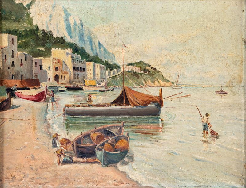 Scuola Napoletana del XX Secolo - Veduta di Borgo Marinaro