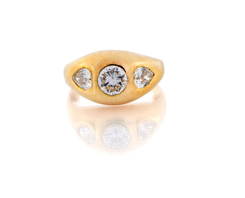 Anello a Fascia in Oro e Diamanti