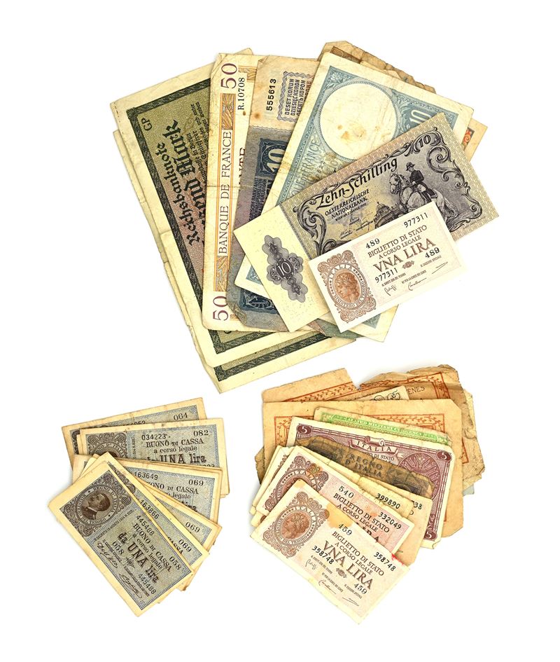 Lotto di 14 Pezzi di Buono di Cassa da una Lira (dall'ara/righetti Decreto 18.08.1914) Vittorio E...