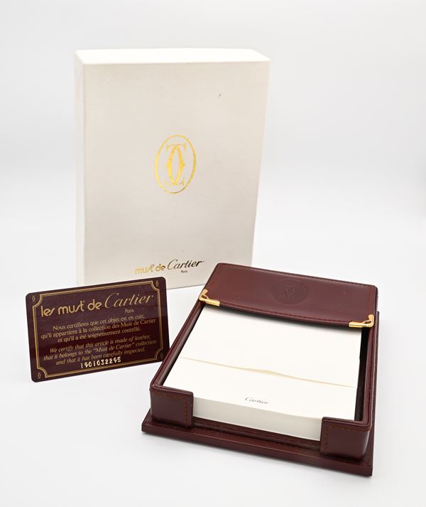 Cartier Must de - Porta carta da lettere in pelle (Ref. 7.318.4.232)  (1990)  - Asta ASTA A TEMPO - Penne e Accessori da Scrivania - Casa d'Aste Arcadia