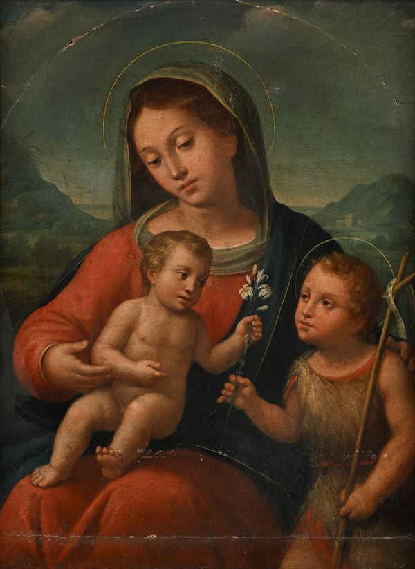 Pittore del XVI secolo - Madonna con Bambino e San Giovannino
