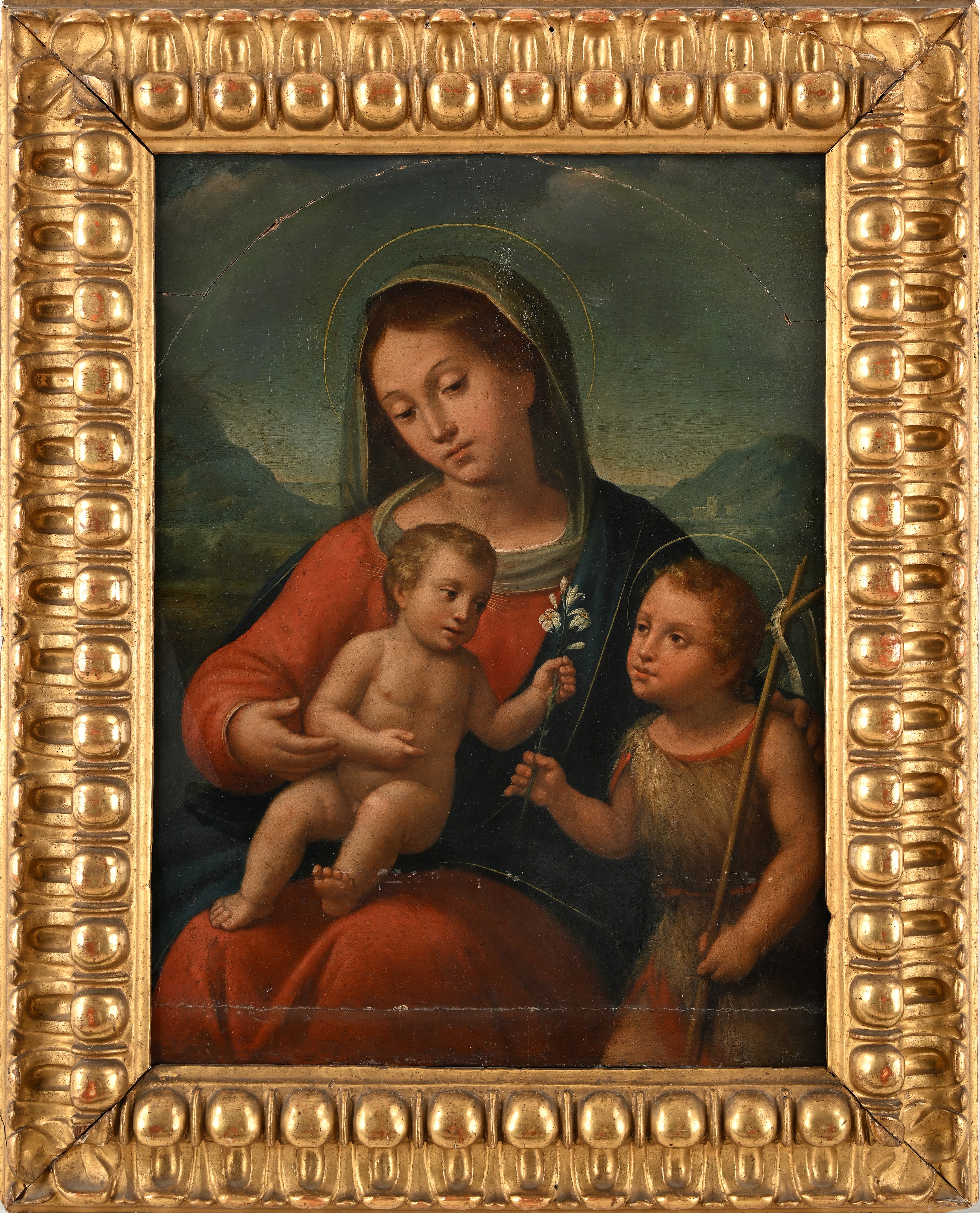 Pittore del XVI Secolo - Madonna con Bambino e San Giovannino