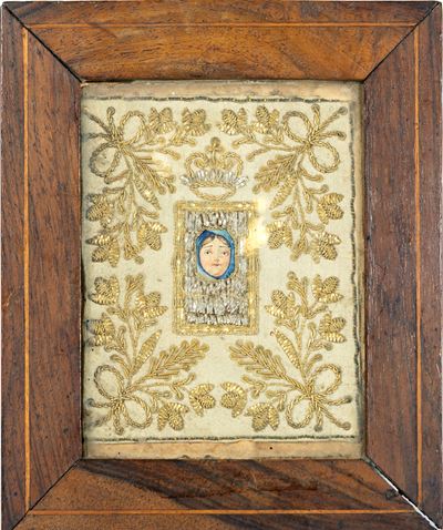Ex voto in cornice, fine del XIX secolo, seta applicata su tavola