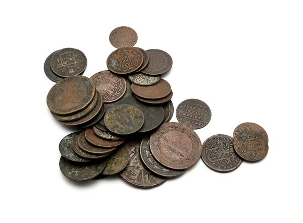 Lotto di monete in rame dal Quattrino al Baiocco dello Stato Pontificio da Pio VII a Pio IX