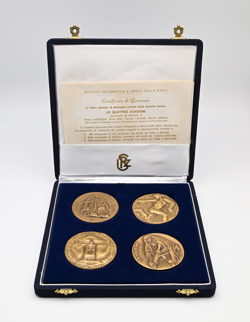 4 Medaglie in Bronzo "le Quattro Stagioni" Repubblica Italiana