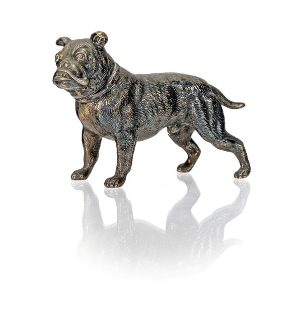 Cane boxer in microfusione in argento 916/000, Messico, XX secolo