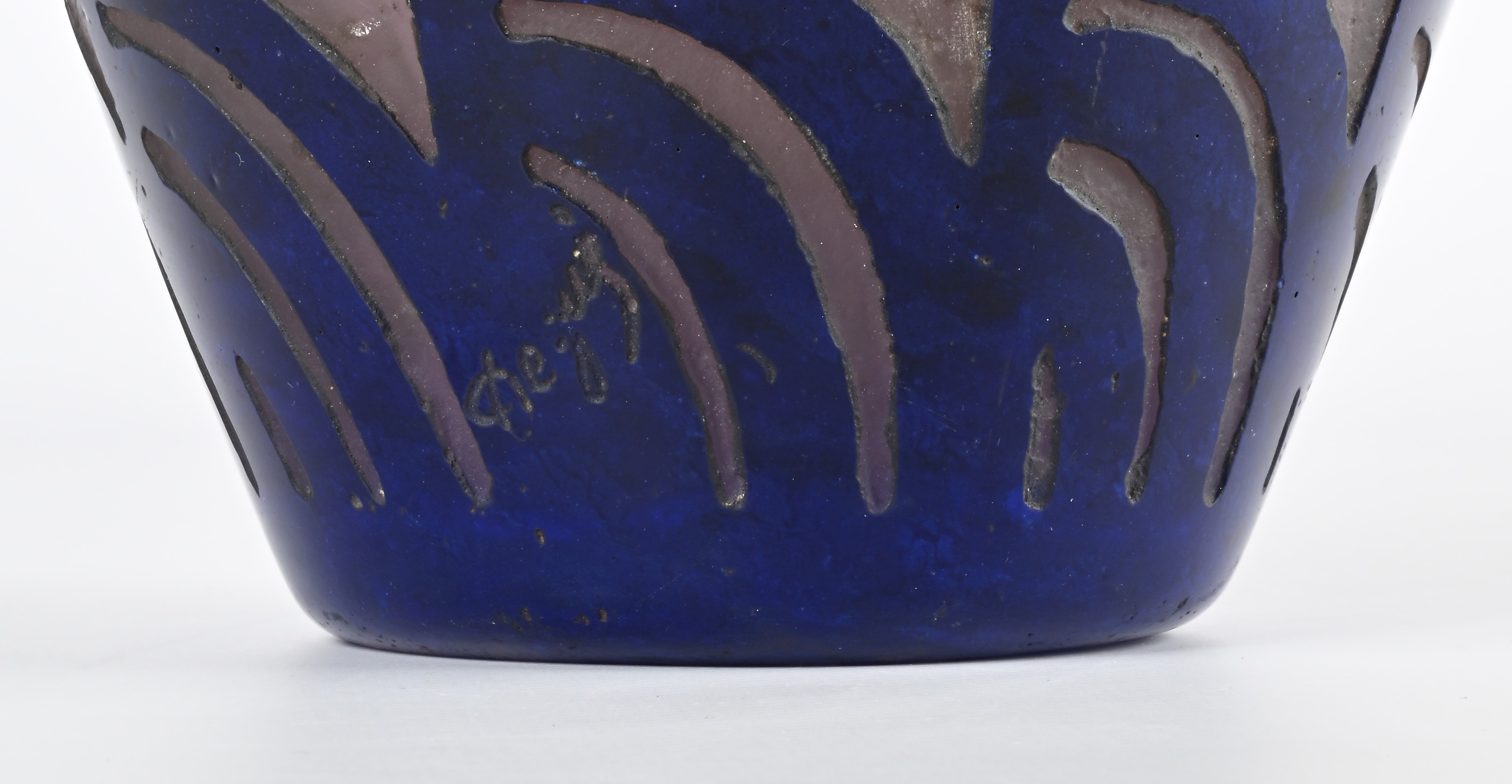Degué - Vaso in Vetro nei Toni del Blu e del Viola a Motivi Geometrici