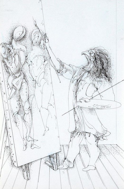 Fabrizio Clerici - "le Presenze 1986", Penna su Carta CM 25x18,60