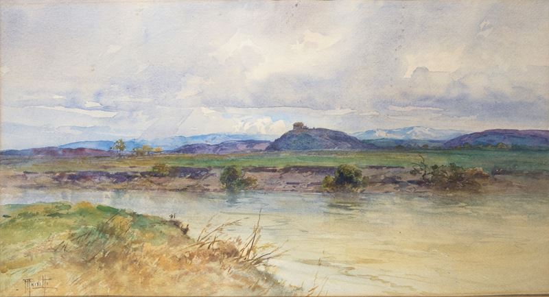 Filippo Anivitti - Riflessi sul Fiume nella Campagna Romana