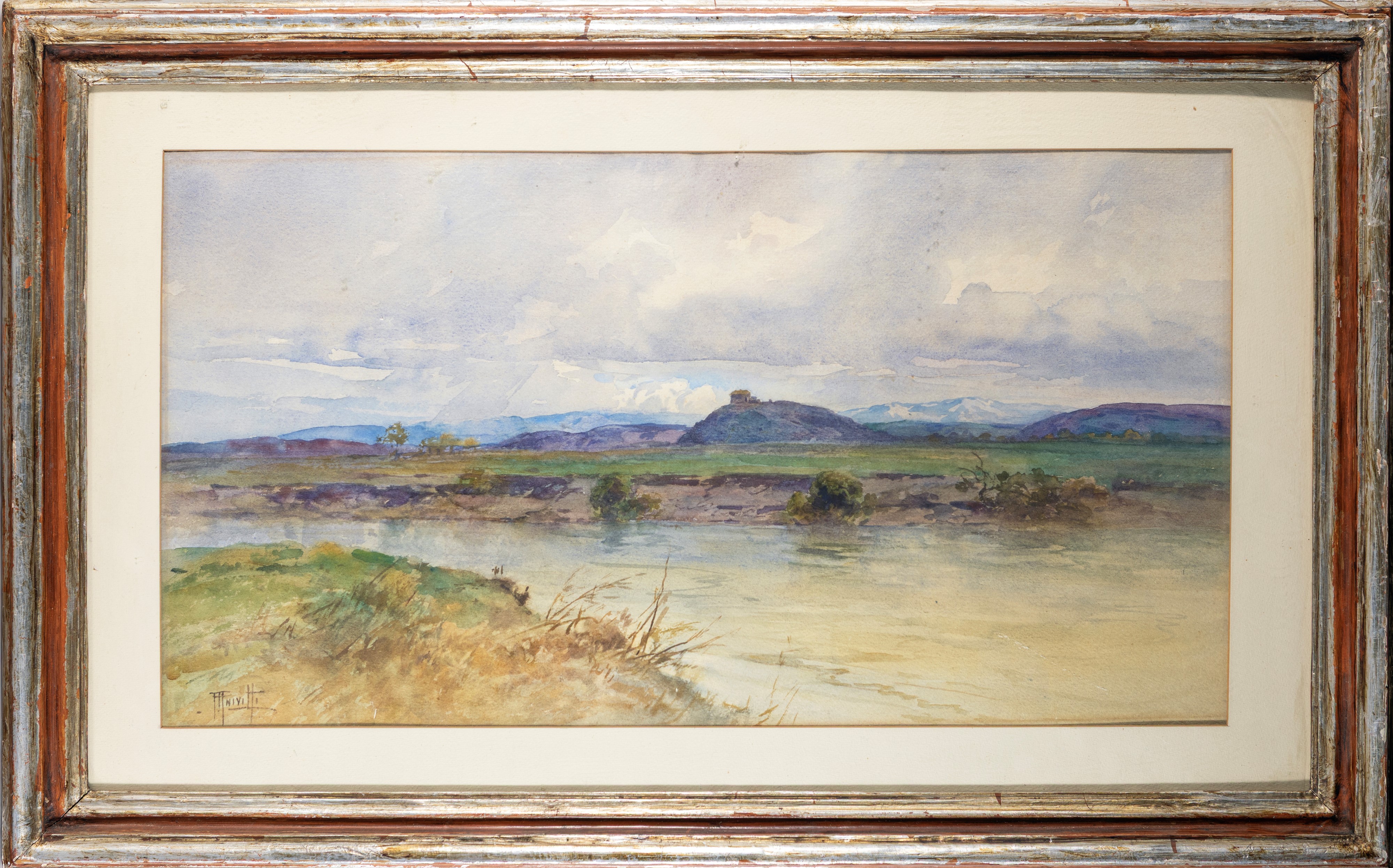 Filippo Anivitti - Riflessi sul Fiume nella Campagna Romana