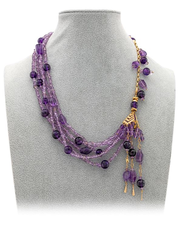 Rajola collana in oro e ametiste