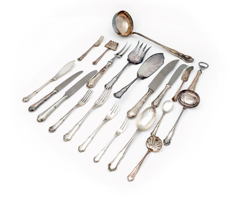 Servizio di Posate in Argento 800/000 per Diciotto Persone, Argenteria Cesa, Alessandria