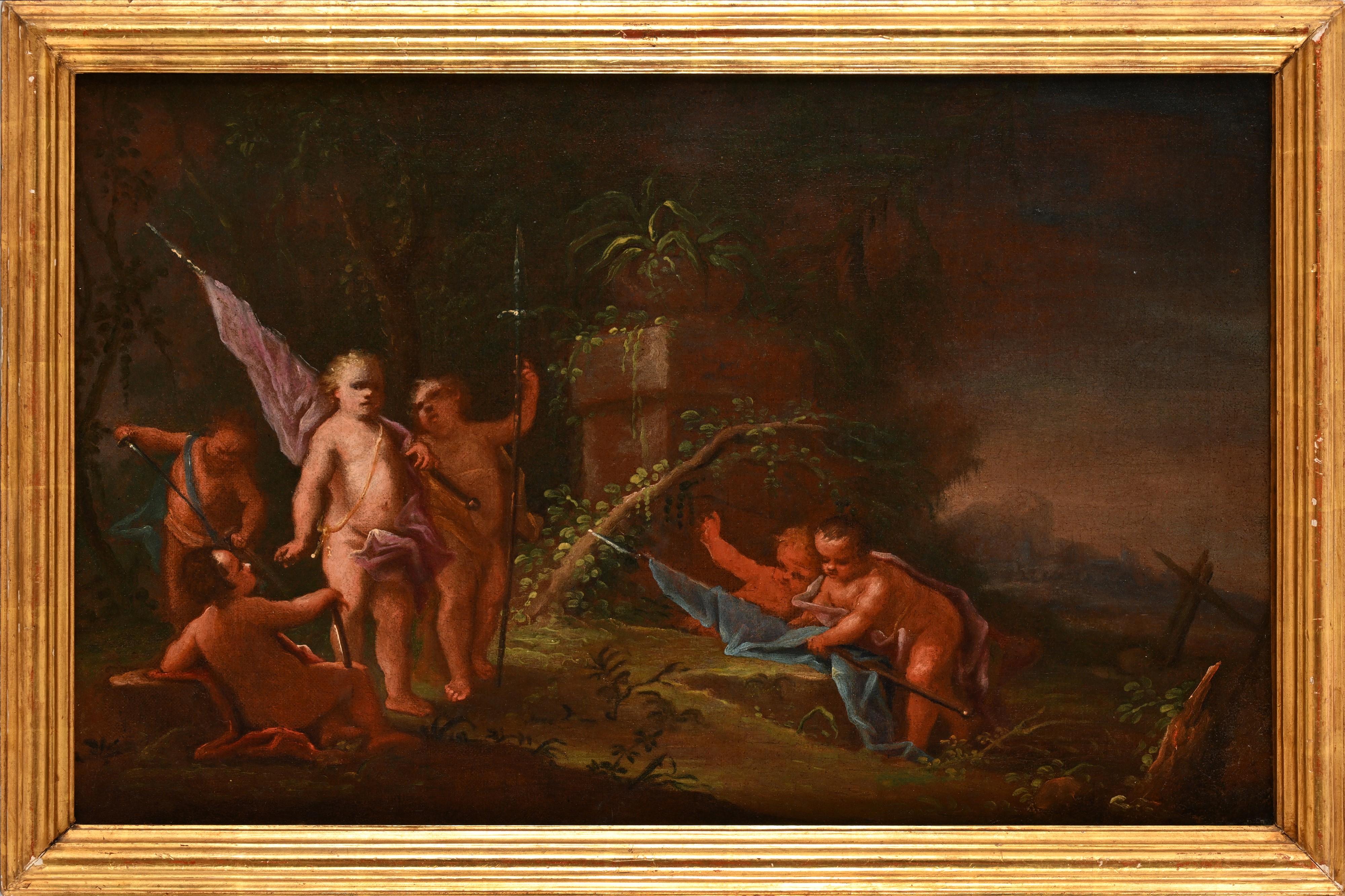 Scuola Veneta del XVIII Secolo - Allegoria con Putti in Gioco di Guerra