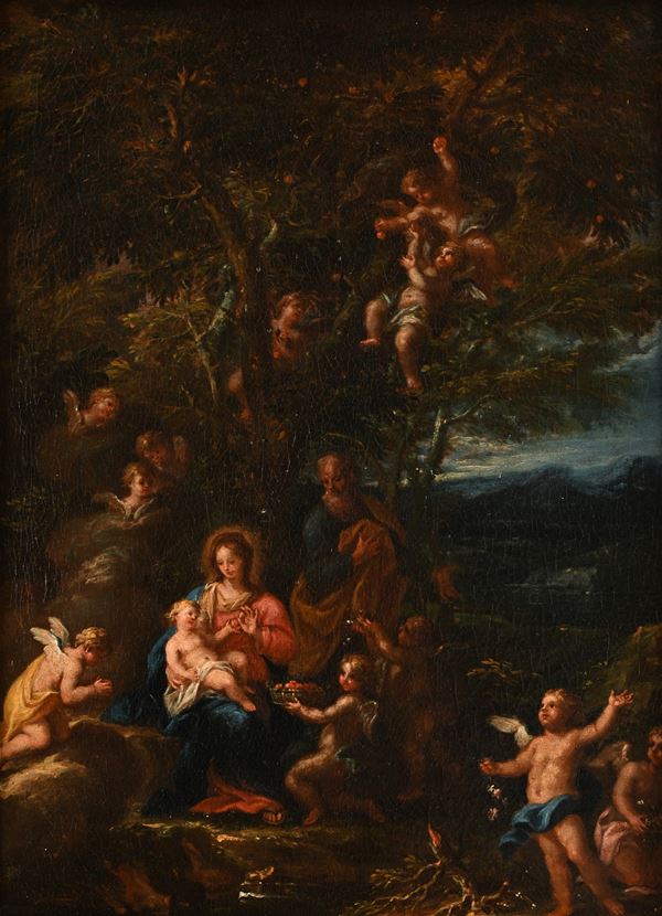 Scuola Romana del XVIII secolo - Riposo dalla fuga in Egitto