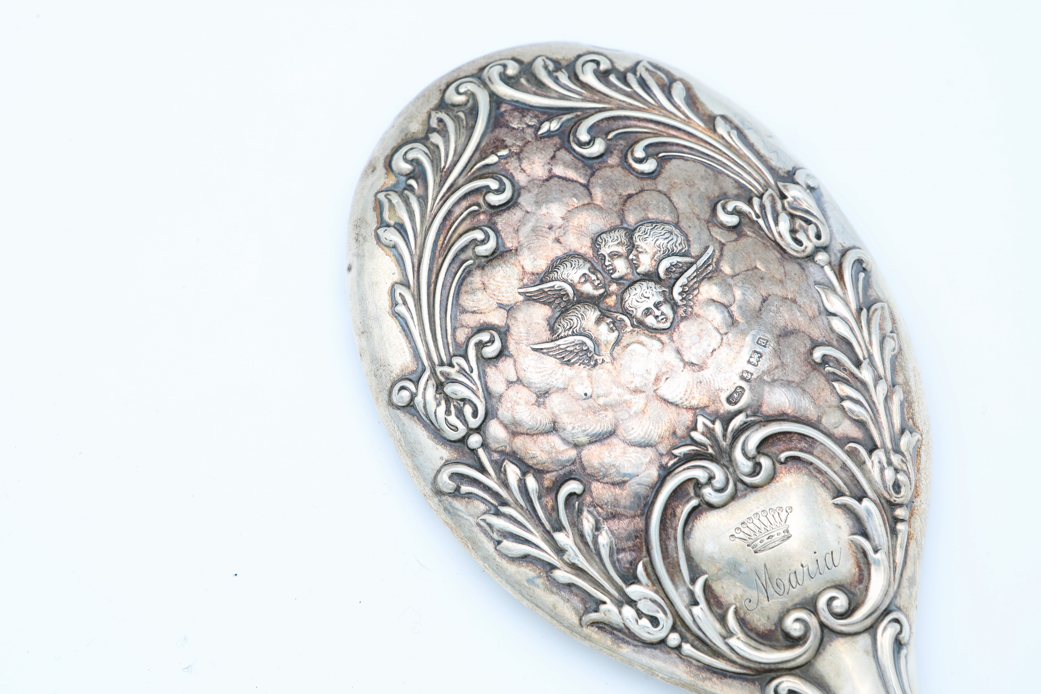 Specchio da Toletta in Lamina D'argento Sbalzato, Birmingham, 1900ata,