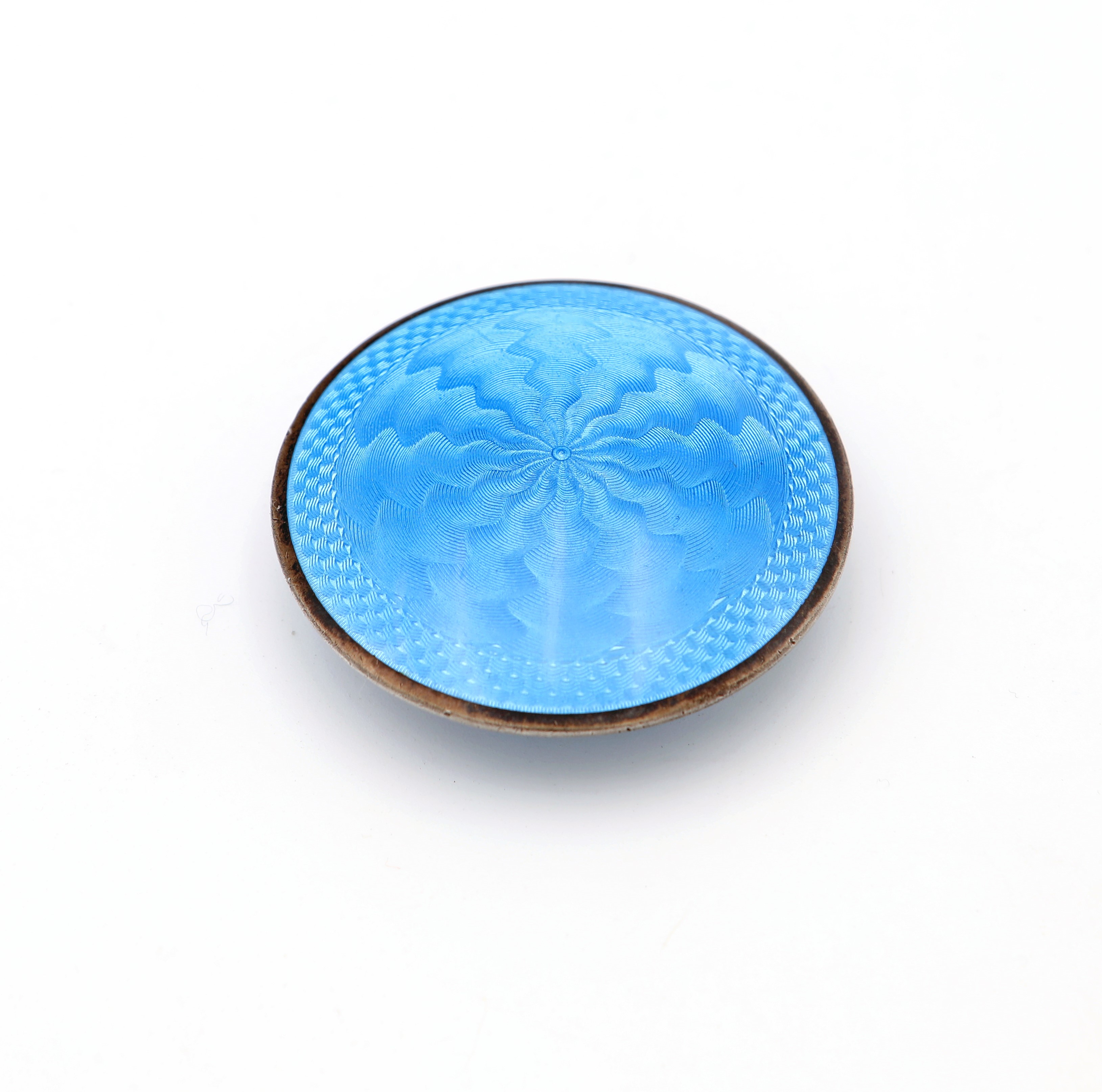 Piccolo Portapillole in Argento e Smalto Azzurro Guillochée, Svizzera, Primi Novecento