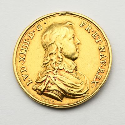 Medaglia Commemorativa in Oro di Luigi XIV e della Regina Madre Anna D'austria, Regno di Francia