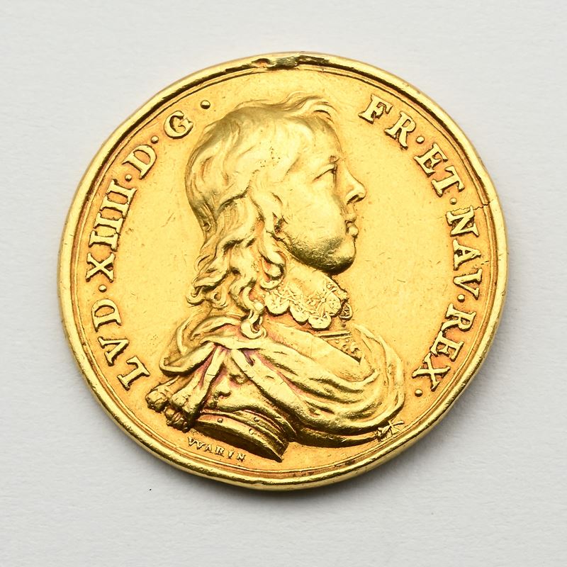 Medaglia Commemorativa in Oro di Luigi XIV e della Regina Madre Anna D'austria, Regno di Francia