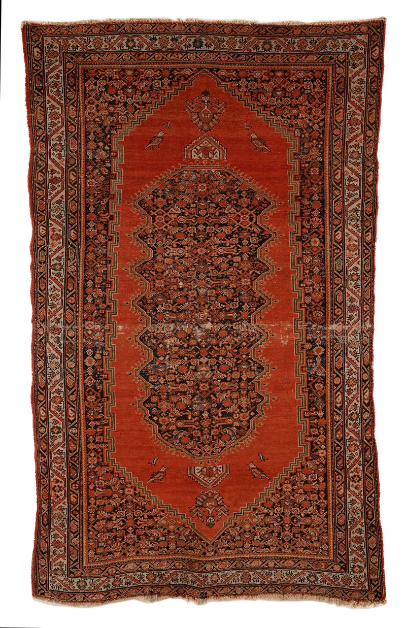 Tappeto Persiano Fondo Rosso con Uccellini