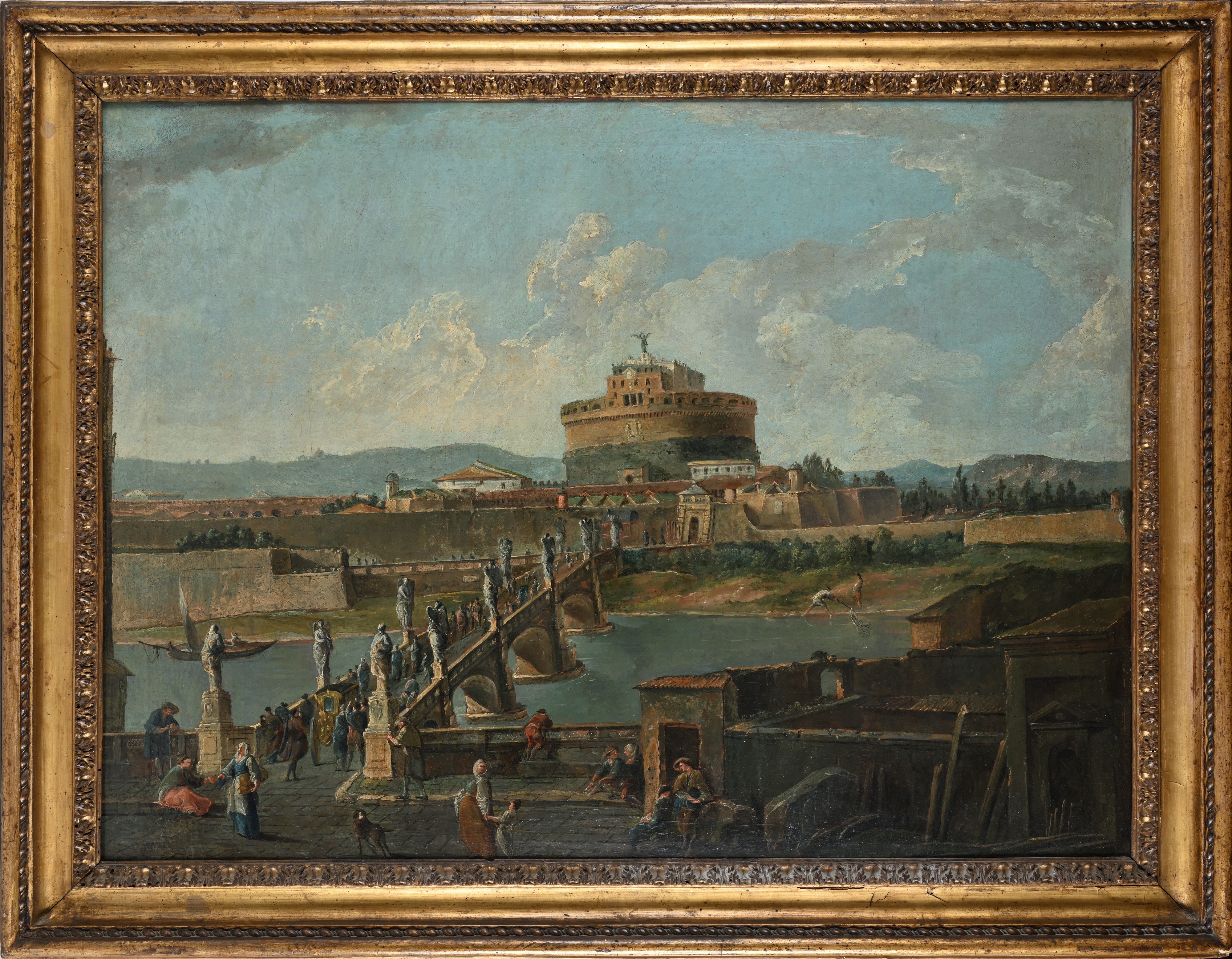 Pittore Romano del XVIII Secolo - Paesaggio Castel Sant'angelo