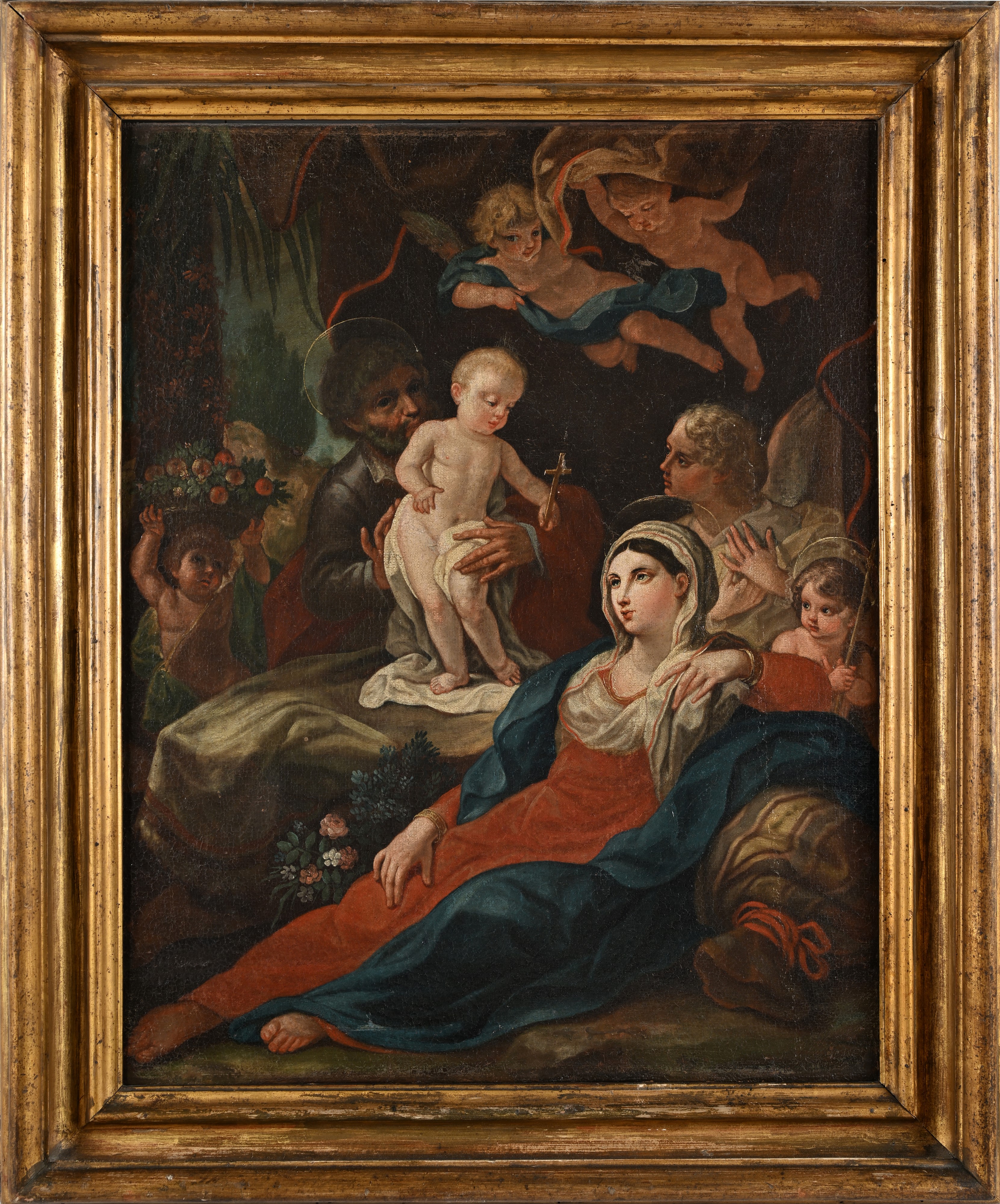 Scuola Emiliana del XVII Secolo - Sacra Famiglia con Angeli