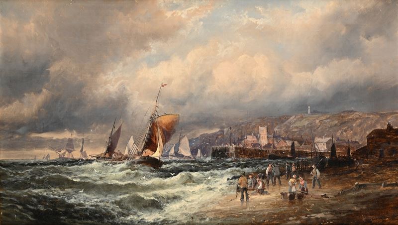 Alfred Montague - Borgo Costiero con Mare in Tempesta